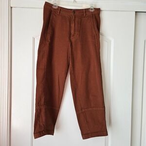 Quince Organic Stretch Cotton Twill Barrel Pants Rust Sz 6 Cargo Orange Utility